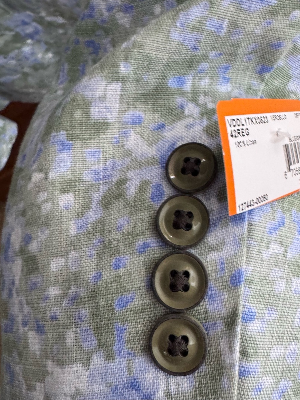 TALLIA Men’s Linen Light Green and Blue Floral-Print Men's Blazer size 42R - Picture 5 of 9